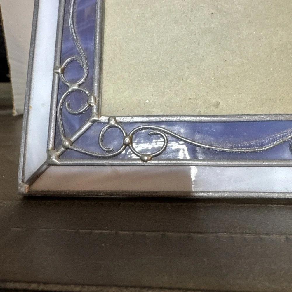Vintage Stained Glass Picture Frame Purple 3.5